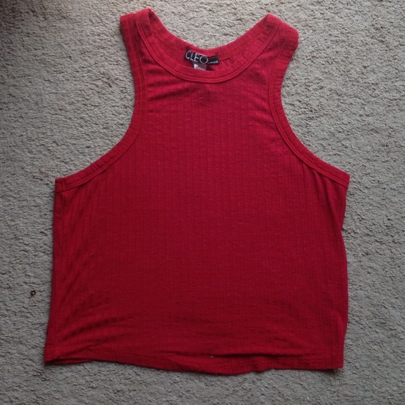 Cute red crop top tee