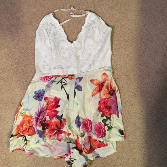 Open-back floral romper