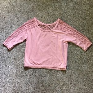 Peach AEO 3/4 crop top.