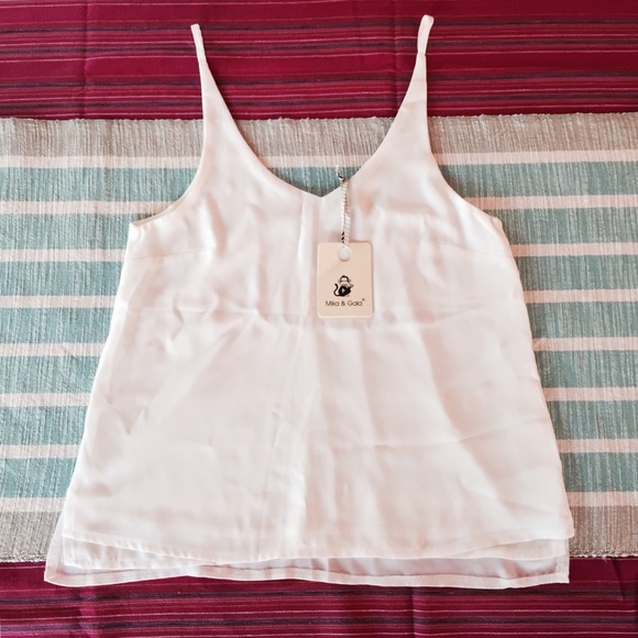 White Woven Double Layer Cami