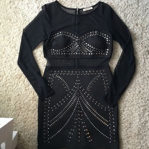 Arden B club dress sheer panel L