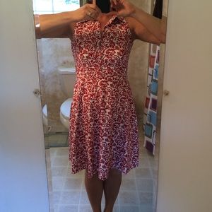 Red & white print summer dress