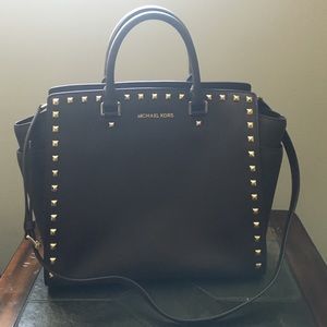 Michael Kors Large Chocolate Studded Selma Handbag