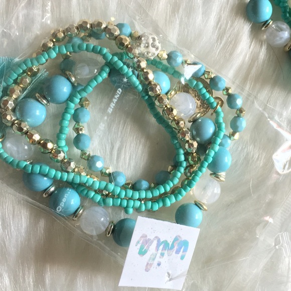 Wila Turquoise Blue Stretch Bracelet Set of 5 - Picture 4 of 4