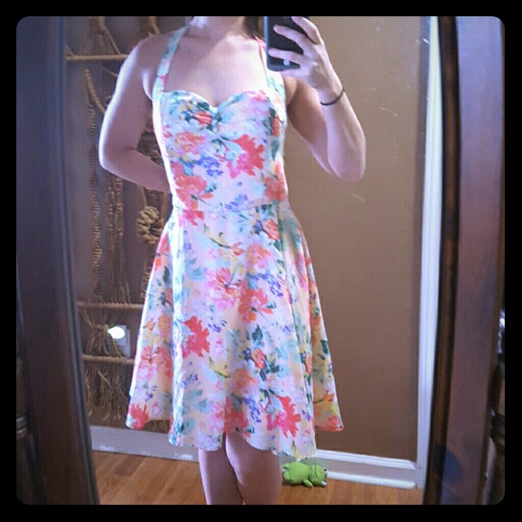 Halter tie floral dress