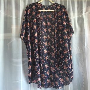 Navy and Floral Kimono