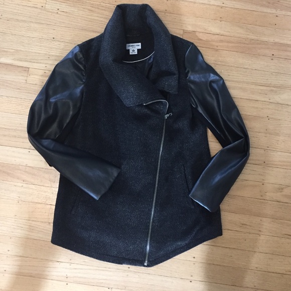 Faux leather and wool coat - Picture 2 of 4