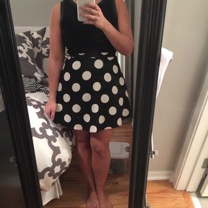 Francesca's black and white polka dot skirt med