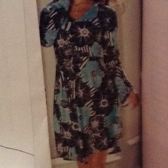Turquoise and Black Floral Dress NWOT