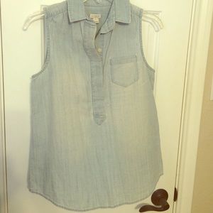 JCrew Factory Chambray Sleeveless Popover