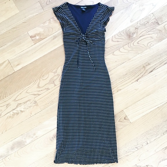 Guess vintage body con pencil dress w/polka dots