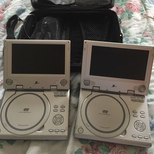 ‼️SALE‼️ 2 portable DVD players & case & charger!!