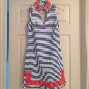 Sail to Sable xxs blue and white striped dress