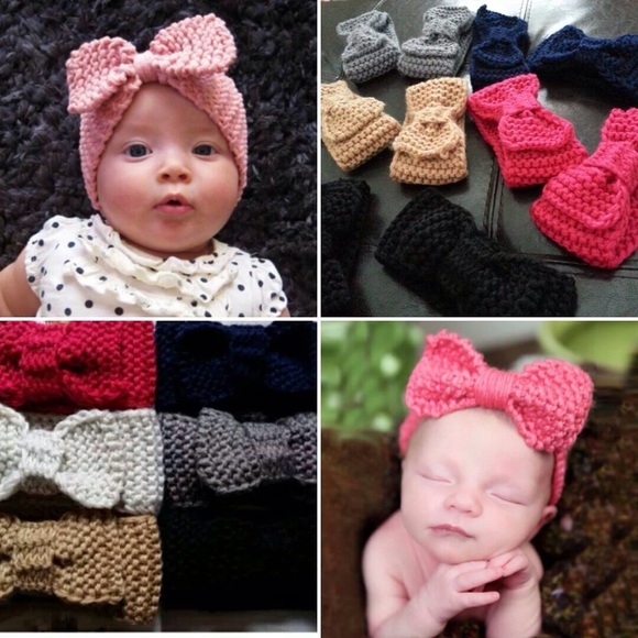 Crochet Knit Bow Headbands
