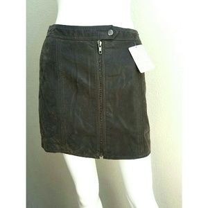 Free People Suede Front Zipper Skirt