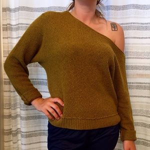 Off shoulder chartreuse sweater