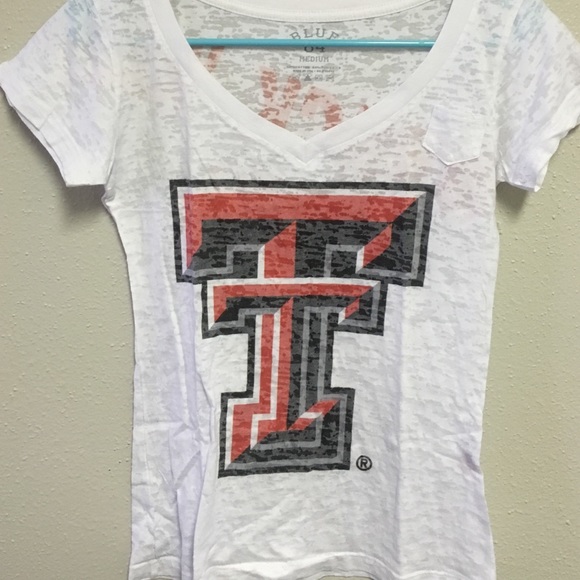 White burnout Texas Tech v neck