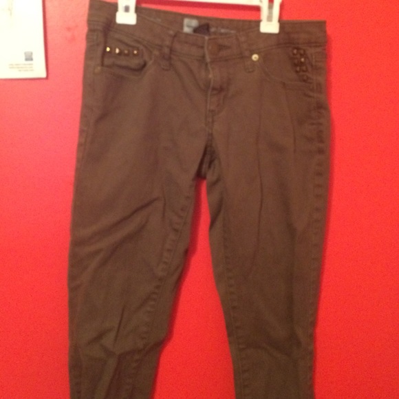 Studded Olive Green Skinny Jeans