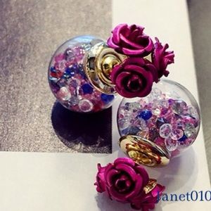 Beautiful Crystal Flower Earrings