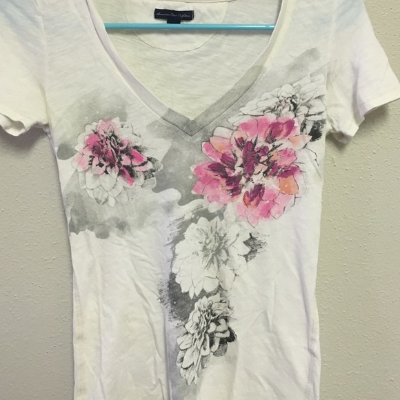 Cream floral v-neck