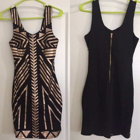 Charlotte Russe Black & Gold Dress (small)