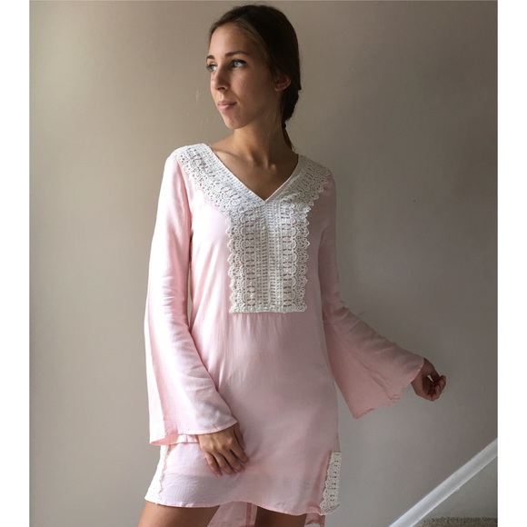 Last One! Pink Crochet Shift Dress - Picture 2 of 3
