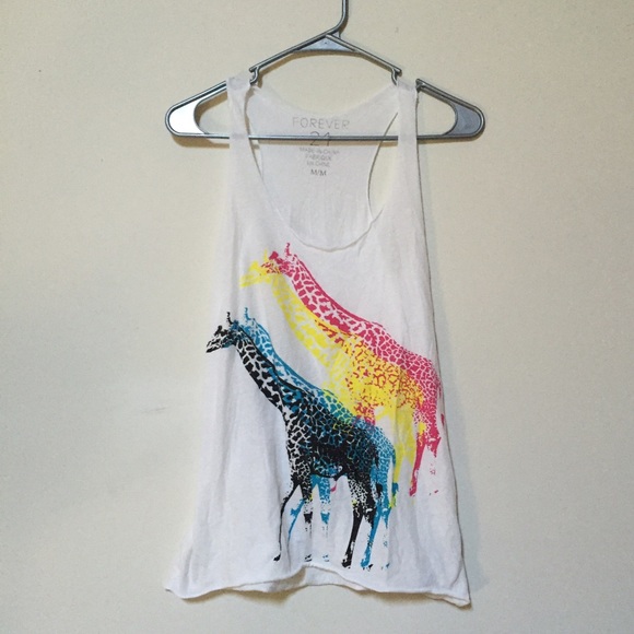 Colorful Giraffe Razor Back Tank Top From F21