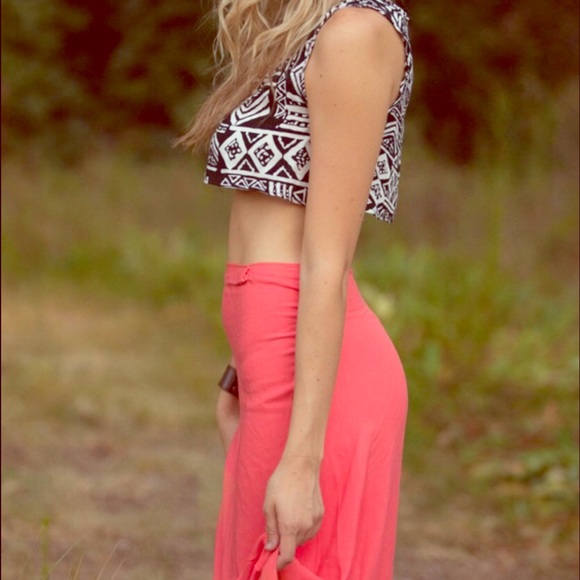 RESERVED High-Waisted Maxi Skirt & Aztec Crop Top