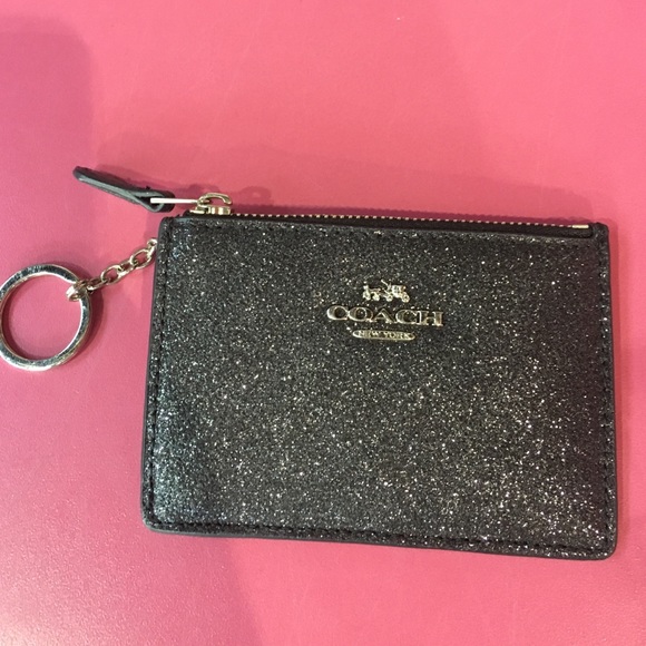 SOLD Coach black glitter card holder