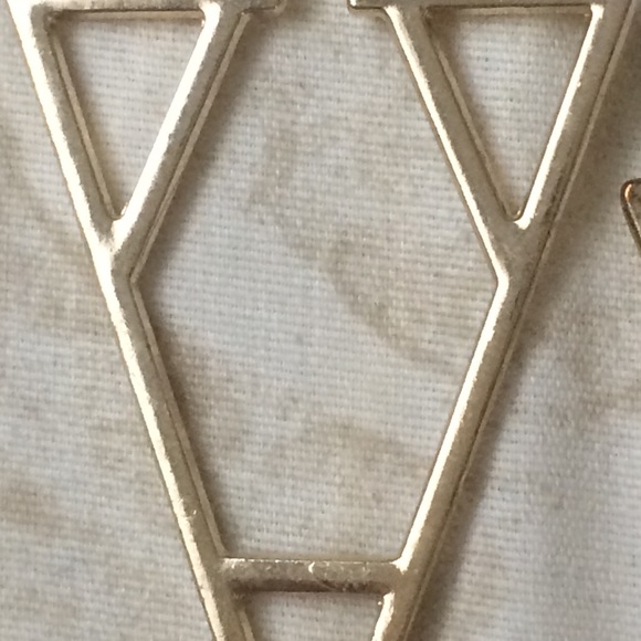 Gold Triangle Earrings - Picture 2 of 2