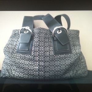 Authentic Coach black signature canvas tote