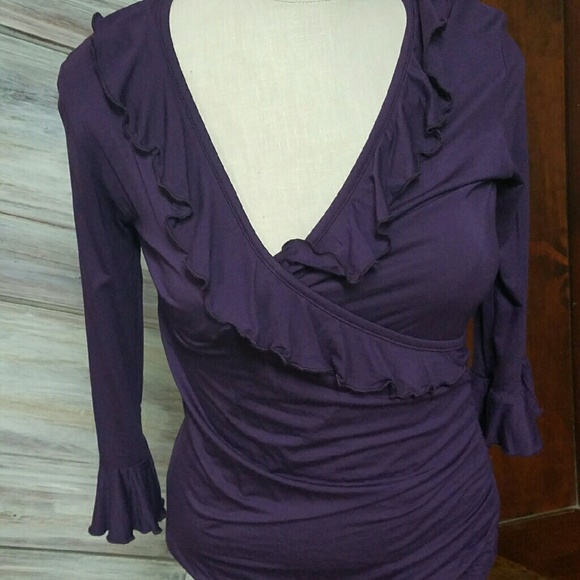 Plum Ruffle LS Top - Picture 2 of 2