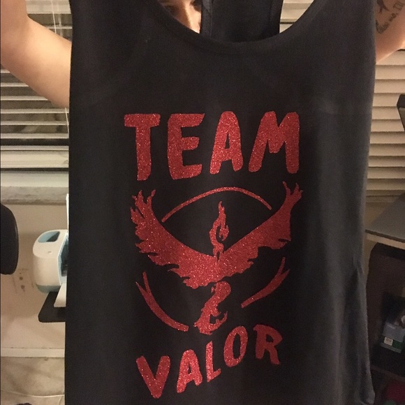 Mac n tees  Tops - Pokemon go team valor glitter tank