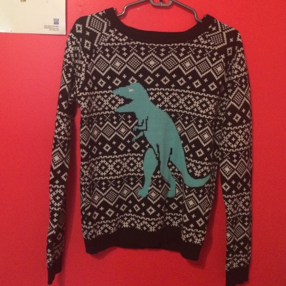 Geometric Sweater with Dinosaur