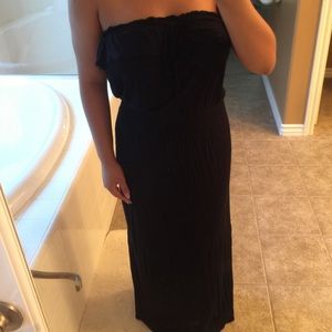 Black strapless maxi dress