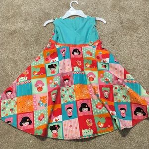 Girls size 6 dress Japanese doll print