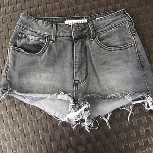 Black high waisted denim shorts