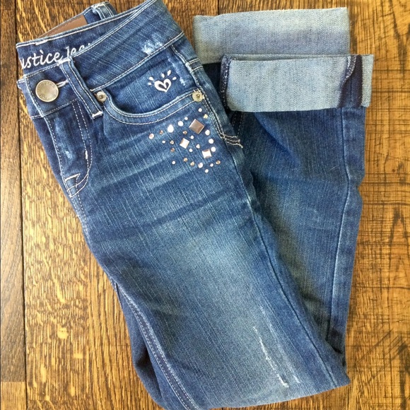 Justice Girls Embellished Pocket Jeans - 7S