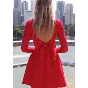 Red Bow Back Skater Dress