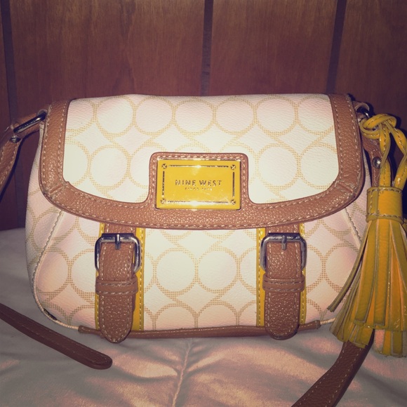 Nine West White and Yellow Handbag