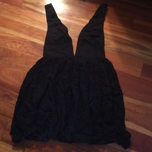 Black Deep V Mini Dress
