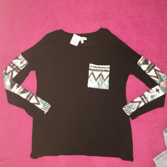 Aztec long sleeve pocket print shirt