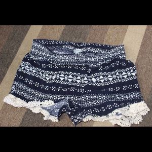 Navy Patterned Shorts