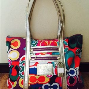 Authentic COACH 3D Op Art Canvas Tote Bag