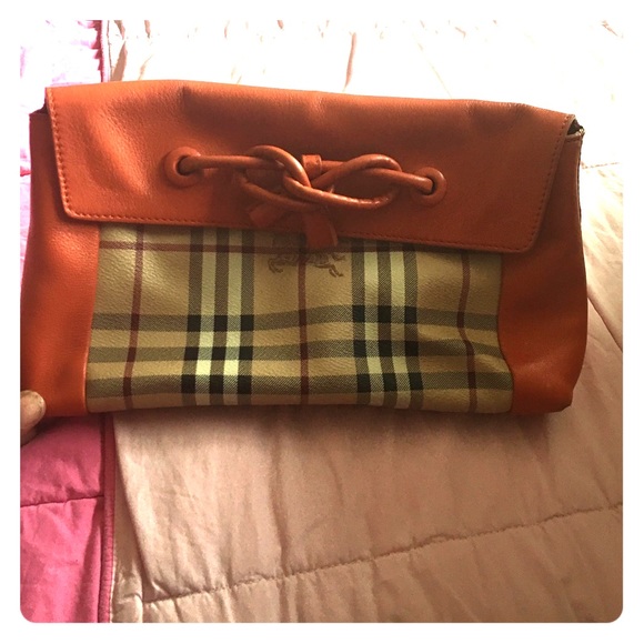 Burberry Clutch Orange Nova Check (No Strap)