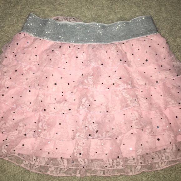 Pink Lace Ruffly Skirt/ Skort