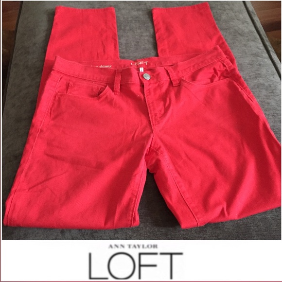 LOFT Denim - Ann Taylor LOFT Red Skinny Ankle Jeans