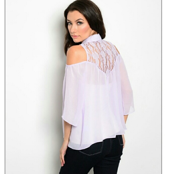 Lovely in lavender cold shoulder top. - Picture 2 of 2