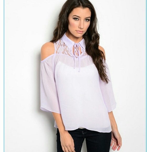 Tops - Lovely in lavender cold shoulder top.