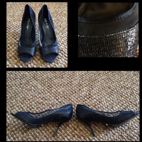 ABS Allen Schwartz Black Open Toe Heels Shoes - Picture 2 of 4